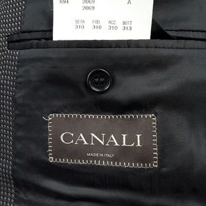 Canali black patterned sport coat size 44R